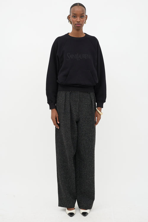 Saint Laurent Glitter Logo Crewneck Sweatshirt