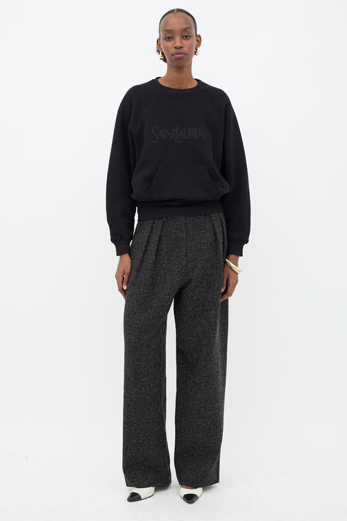 Saint Laurent Glitter Logo Crewneck Sweatshirt