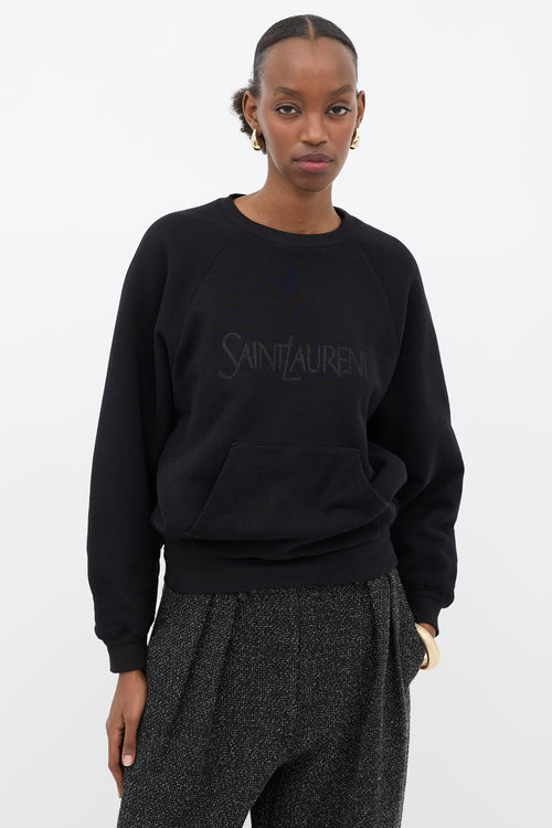 Saint Laurent Glitter Logo Crewneck Sweatshirt