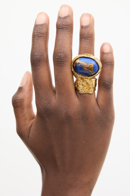 Saint Laurent Gold & Blue Arty Ring