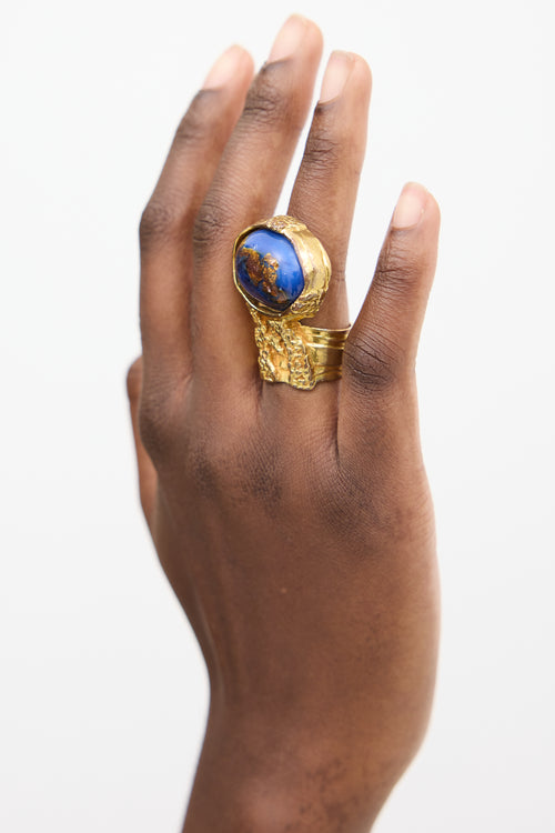 Saint Laurent Gold & Blue Arty Ring