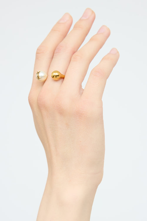 Saint Laurent Logo Pearl Ring