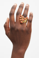 Saint Laurent Gold & Pink Enamel Arty Ring