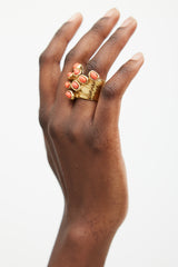 Saint Laurent Gold & Pink Enamel Arty Ring