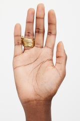 Saint Laurent Gold & Pink Enamel Arty Ring