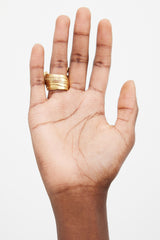 Saint Laurent Gold & White Enamel Arty Ring