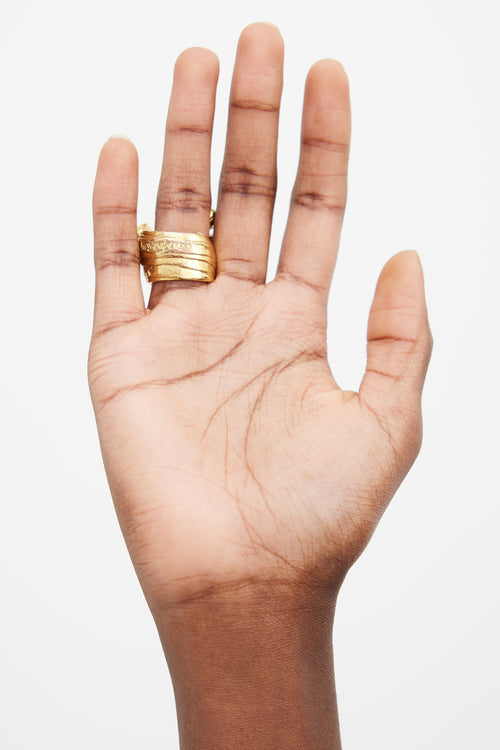 Saint Laurent Gold & White Enamel Arty Ring