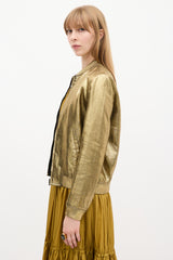 Saint Laurent Gold Metallic  Bomber Jacket