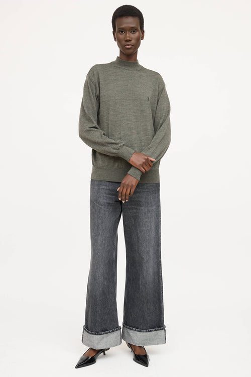 Saint Laurent Embrodiered Mockneck Top