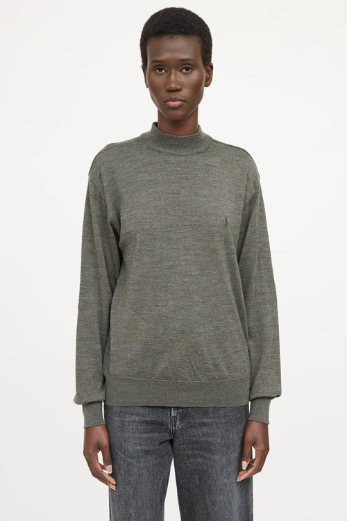 Saint Laurent Embrodiered Mockneck Top
