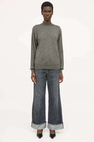Saint Laurent Embrodiered Mockneck Top
