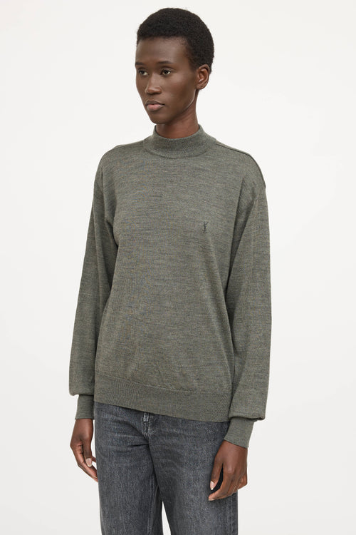 Saint Laurent Embrodiered Mockneck Top