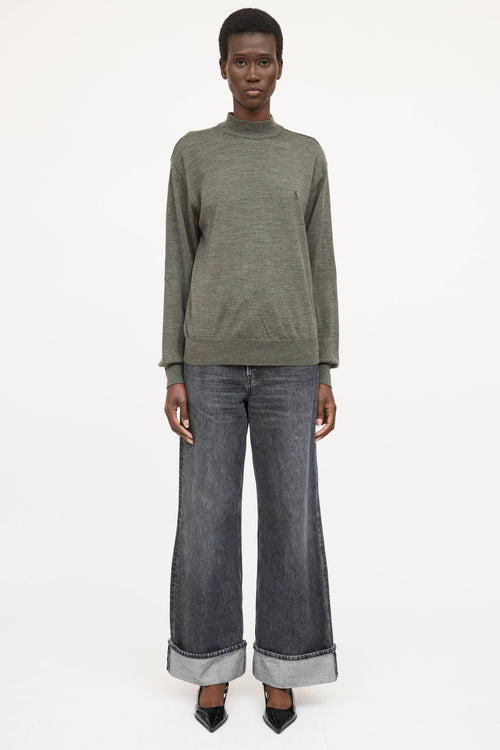 Saint Laurent Embrodiered Mockneck Top