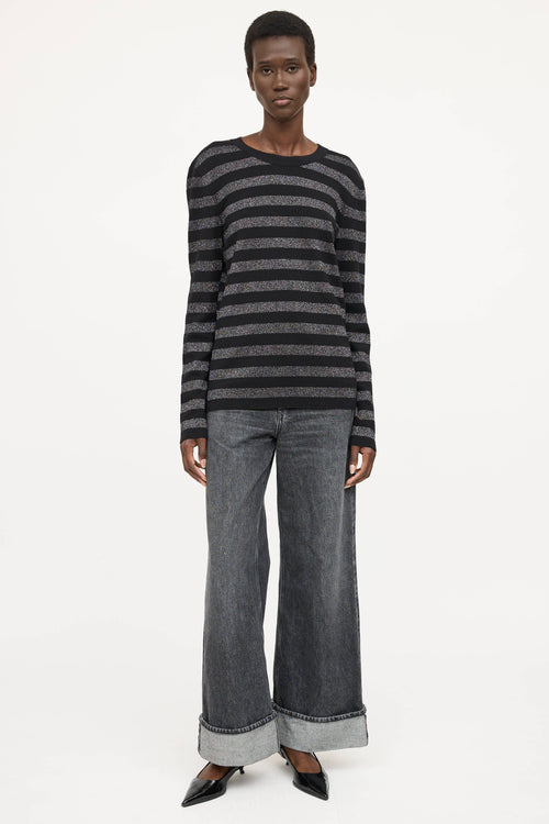 Saint Laurent Metallic Striped Top