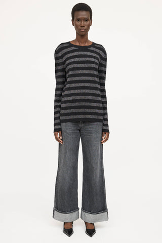 Saint Laurent Metallic Striped Top