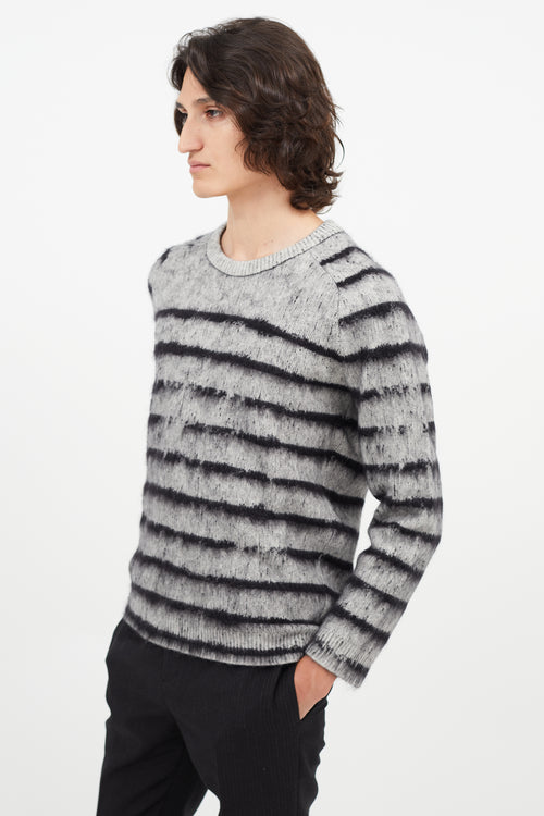 Saint Laurent Grey & Black Mohair Stripe Sweater