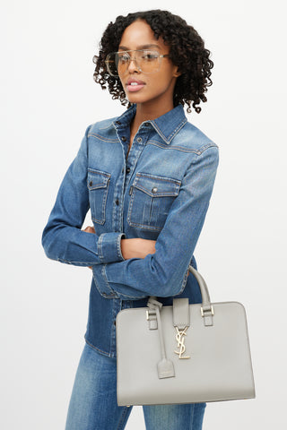 Saint Laurent Grey Cabas Top Handle Shoulder Bag