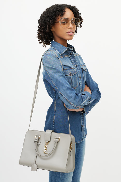 Saint Laurent Grey Cabas Top Handle Shoulder Bag
