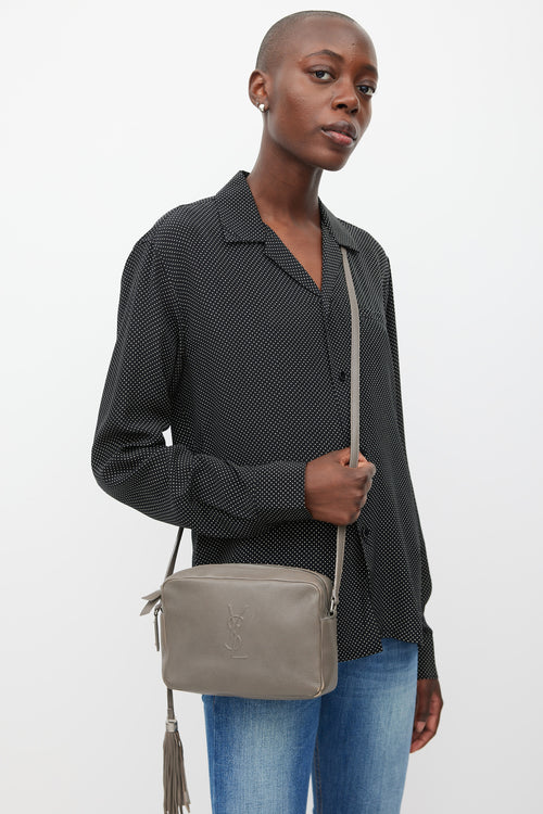 Saint Laurent Grey Leather Tassel Camera Bag