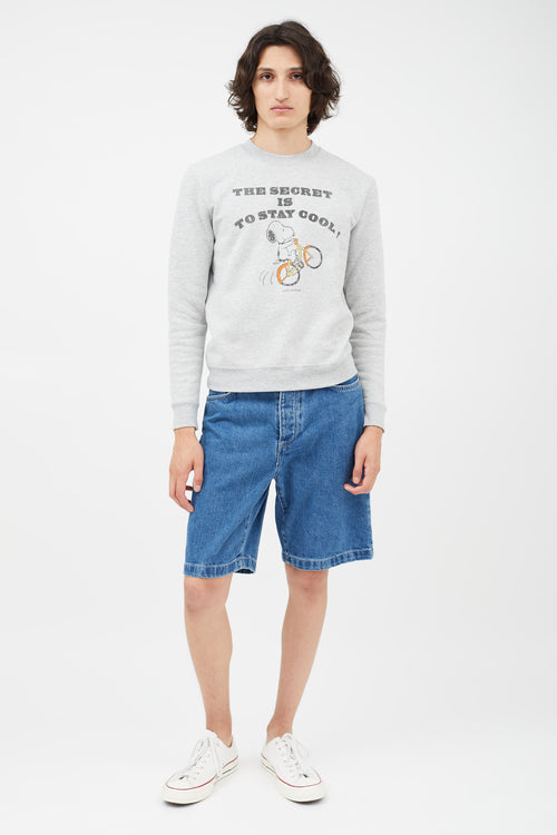 Saint Laurent Grey & Multicolour Snoopy Sweatshirt
