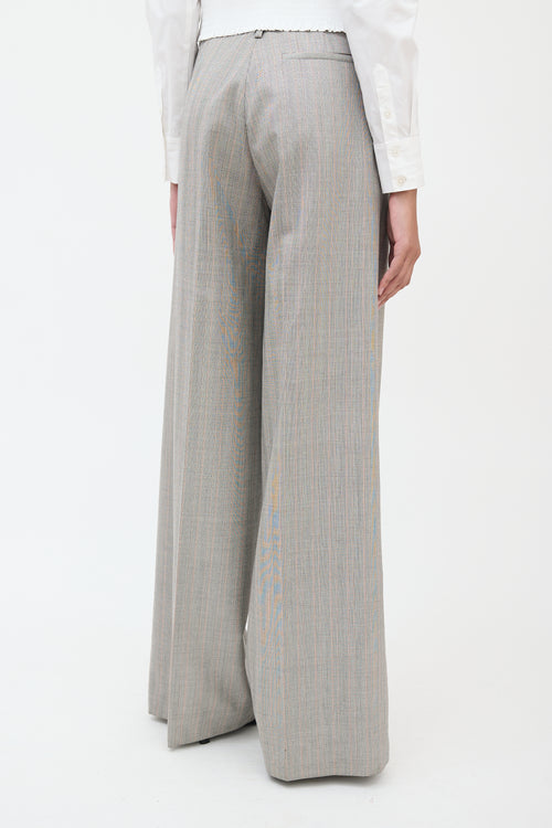 Saint Laurent Grey & Red Wool Herringbone Trouser