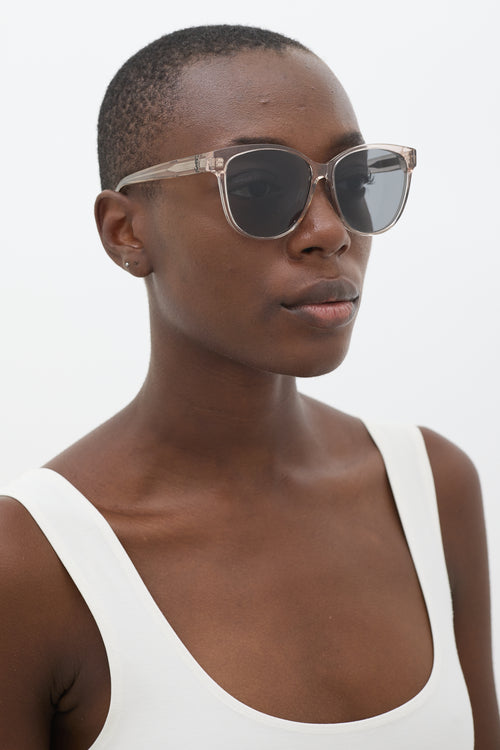 Saint Laurent Grey Transparent SLM23/K Round Sunglasses