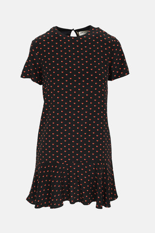 Saint Laurent 2017 Silk Heart Print Dress