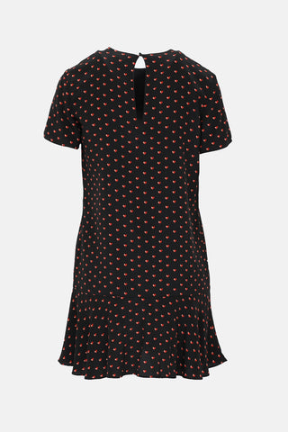 Saint Laurent 2018 Silk Heart Print Dress