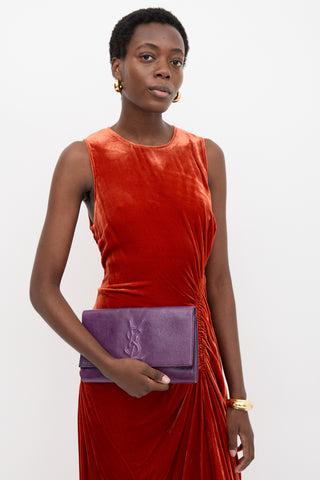 Saint Laurent Leather Belle Du Jour Logo Clutch