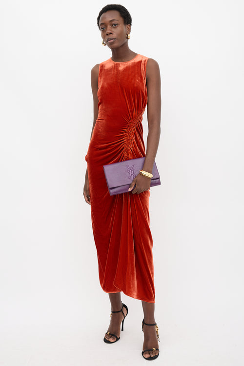 Saint Laurent Leather Belle Du Jour Logo Clutch