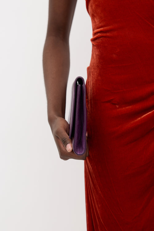 Saint Laurent Leather Belle Du Jour Logo Clutch