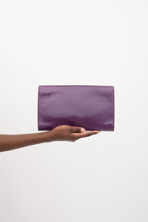 Saint Laurent Leather Belle Du Jour Logo Clutch