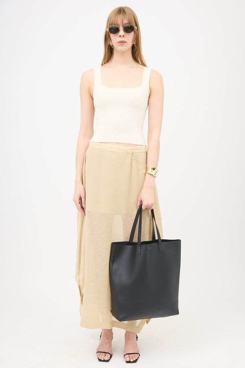 Saint Laurent Leather Bold Shopping Tote Bag