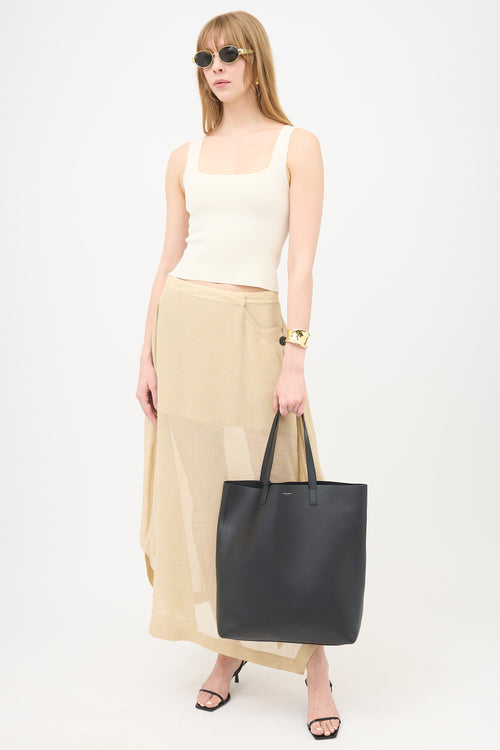 Saint Laurent Leather Bold Shopping Tote Bag