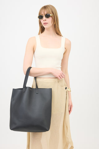 Saint Laurent Leather Bold Shopping Tote Bag