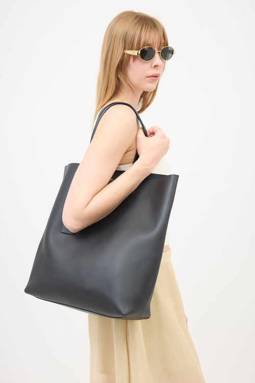 Saint Laurent Leather Bold Shopping Tote Bag