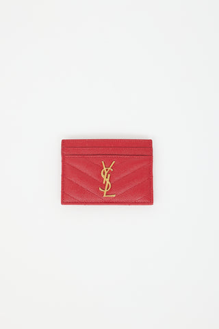 Saint Laurent Leather Cassandre Card Holder