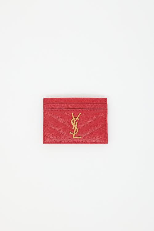 Saint Laurent Leather Cassandre Card Holder