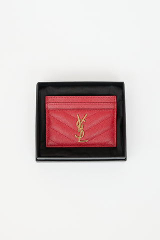 Saint Laurent Leather Cassandre Card Holder