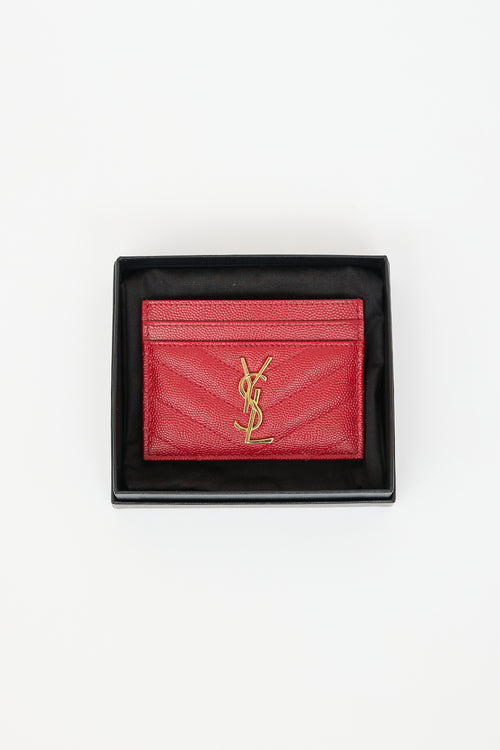 Saint Laurent Leather Cassandre Card Holder