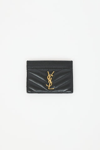 Saint Laurent Leather Cassandre Card Holder