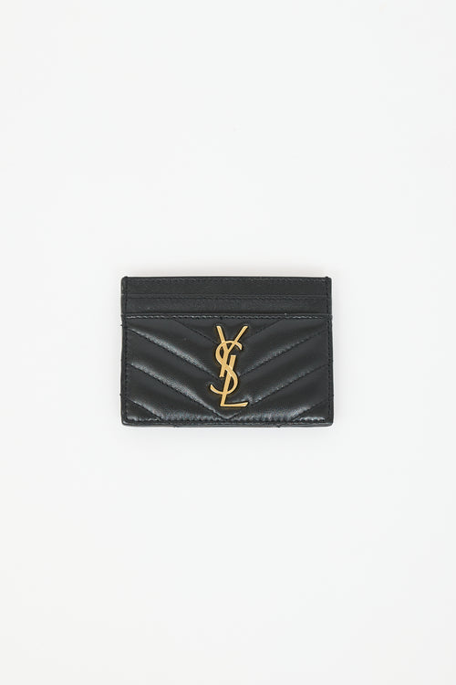 Saint Laurent Leather Cassandre Card Holder