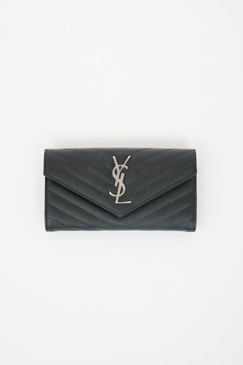 Saint Laurent Leather Cassandre Wallet