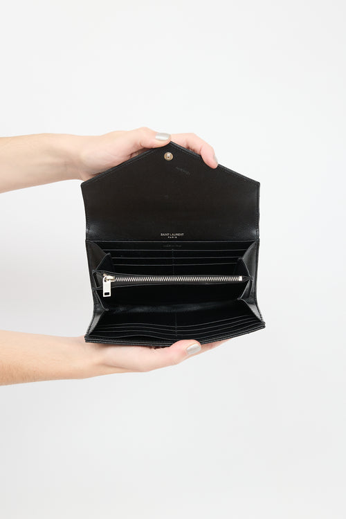 Saint Laurent Leather Cassandre Wallet