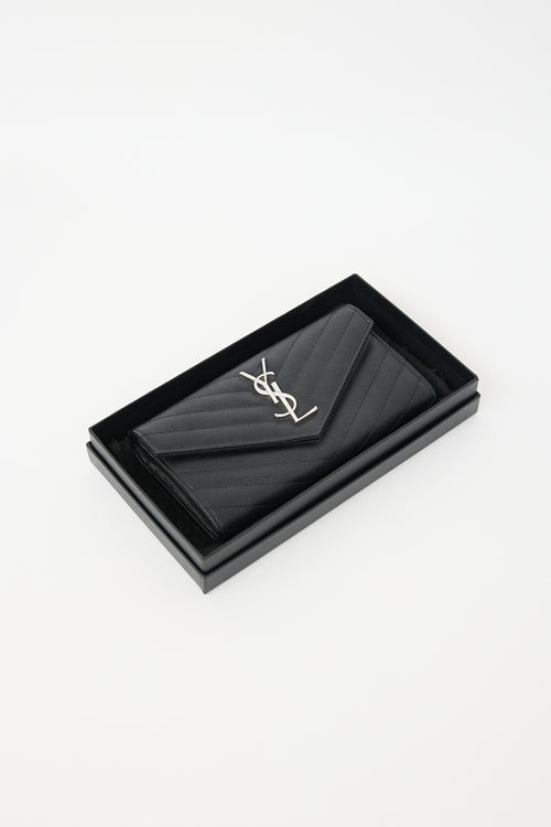 Saint Laurent Leather Cassandre Wallet