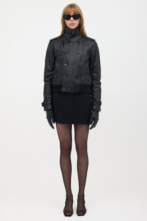 Saint Laurent Leather Cropped Jacket