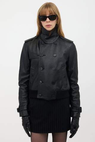 Saint Laurent Leather Cropped Jacket