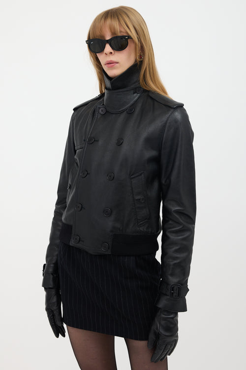 Saint Laurent Leather Cropped Jacket