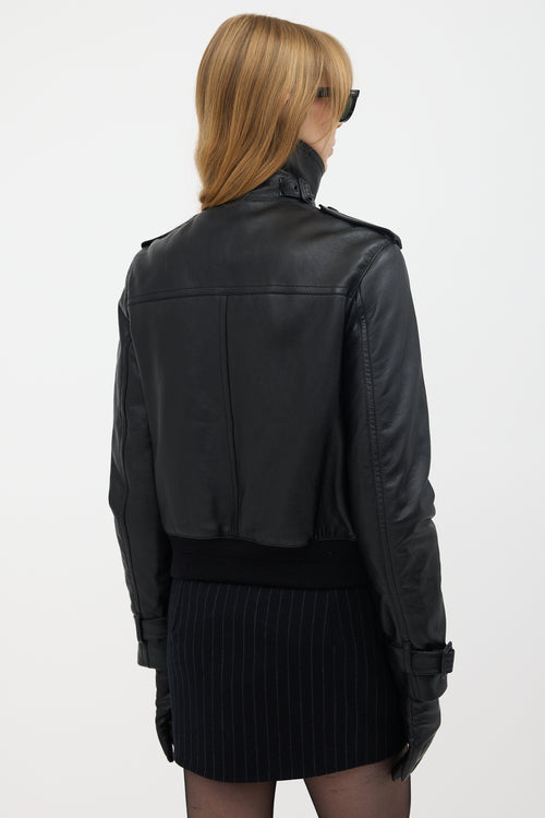 Saint Laurent Leather Cropped Jacket