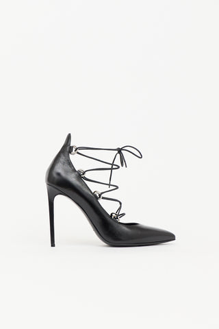 Saint Laurent Leather Thorn Lace Up Pump